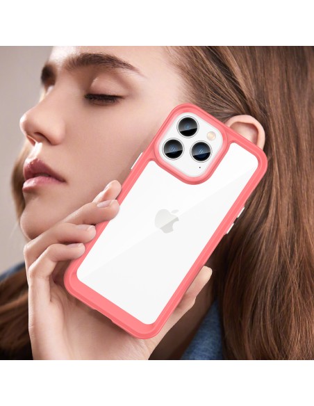 „Outer Space“ dėklas, skirtas iPhone 14 Pro Max, kietas dėklas su gelio rėmeliu, raudonas