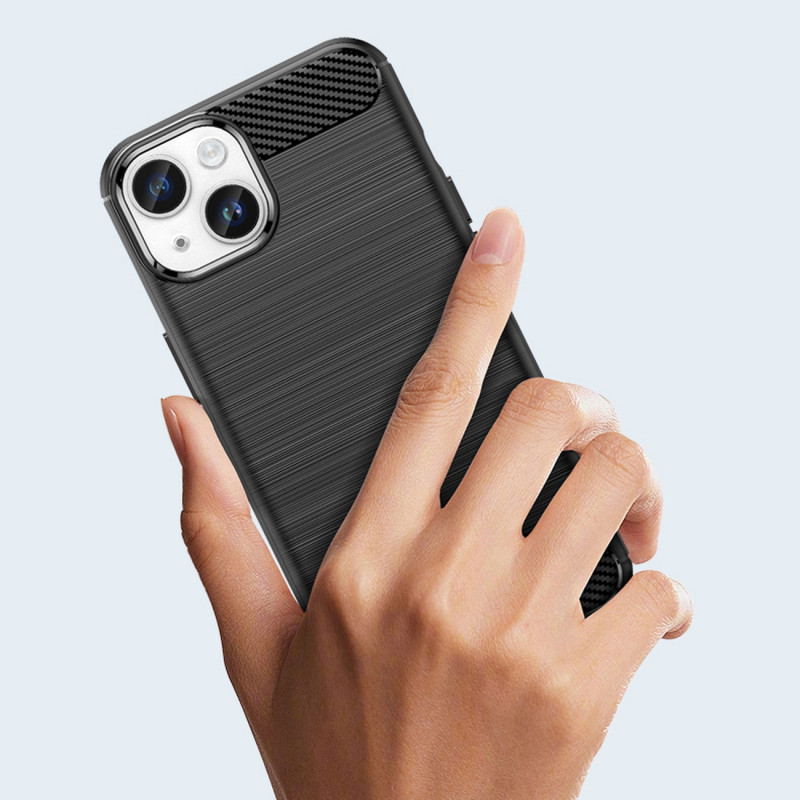 Anglies dėklas, skirtas iPhone 14, lankstus gelinis galinis dangtelis, juodas