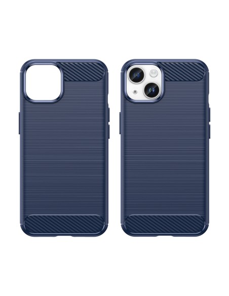 Carbon Case iPhone 14 dėklas, lankstus gelio galinis dangtelis, mėlynas