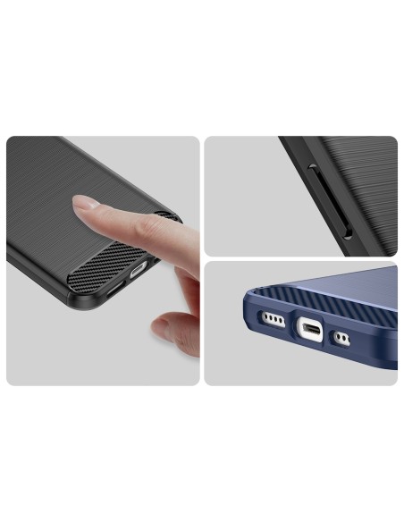 Carbon Case iPhone 14 dėklas, lankstus gelio galinis dangtelis, mėlynas