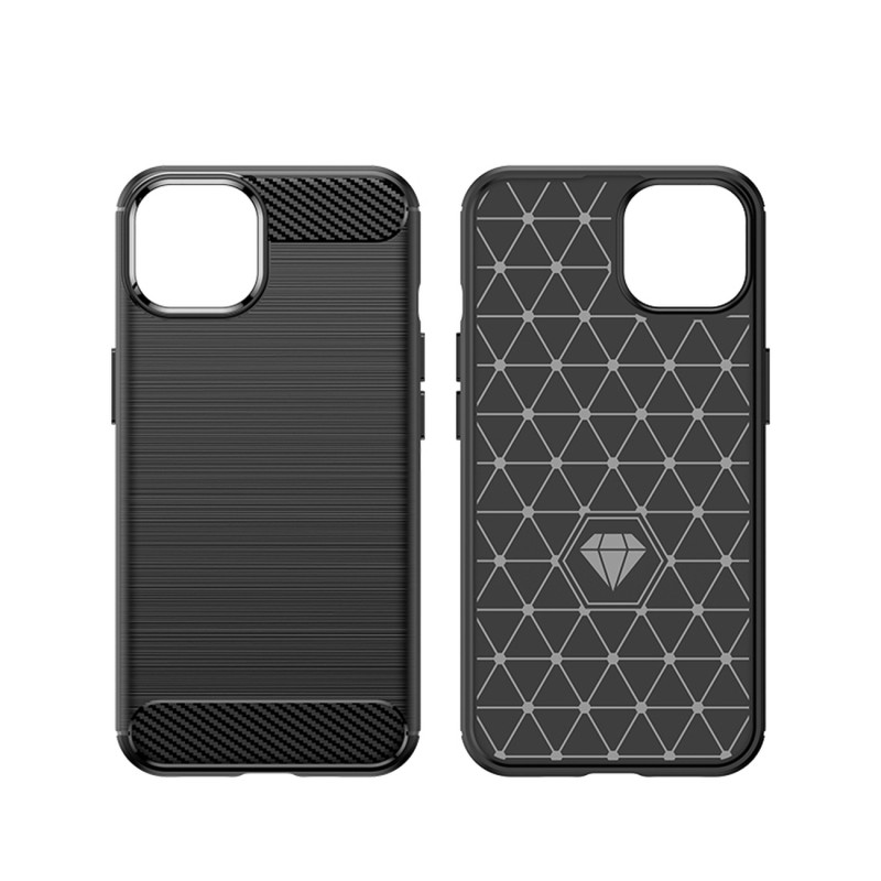 Carbon Case iPhone 14 dėklas, lankstus gelio galinis dangtelis, mėlynas