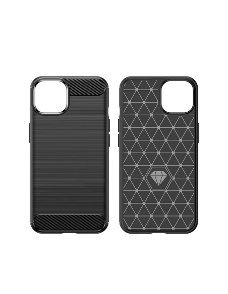 Carbon Case iPhone 14 dėklas, lankstus gelio galinis dangtelis, mėlynas