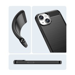 Carbon Case iPhone 14 dėklas, lankstus gelio galinis dangtelis, mėlynas