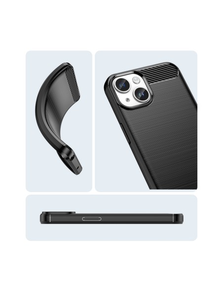 Carbon Case iPhone 14 dėklas, lankstus gelio galinis dangtelis, mėlynas