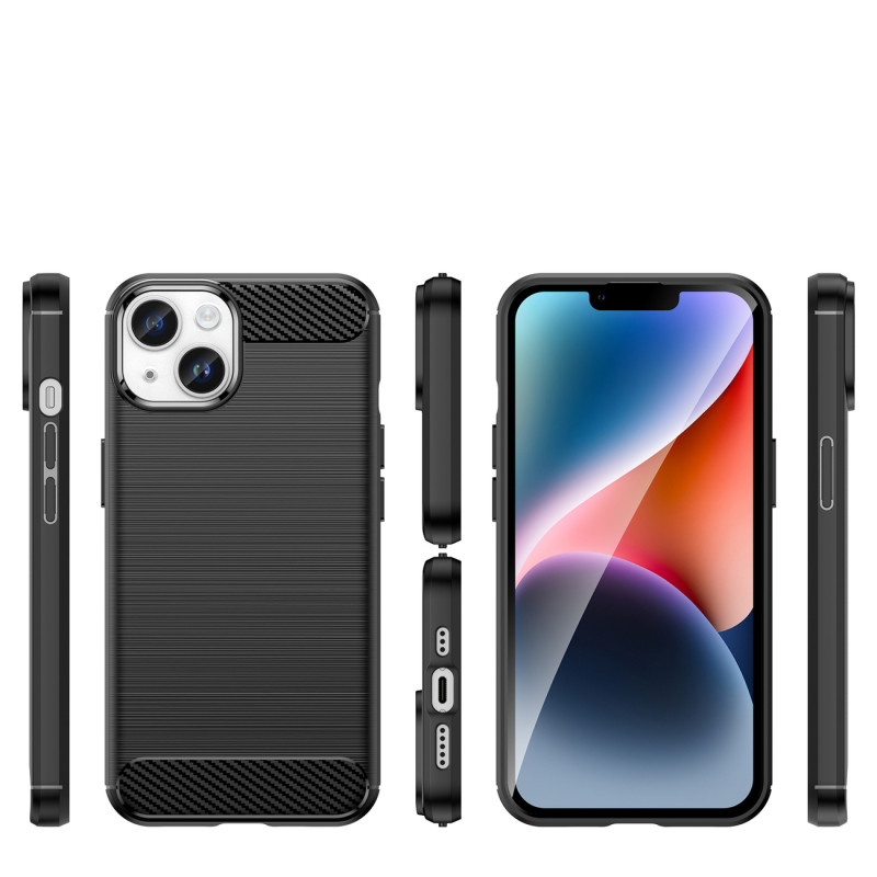 Anglies dėklas, skirtas iPhone 14 Plus, lankstus gelio galinis dangtelis, juodas