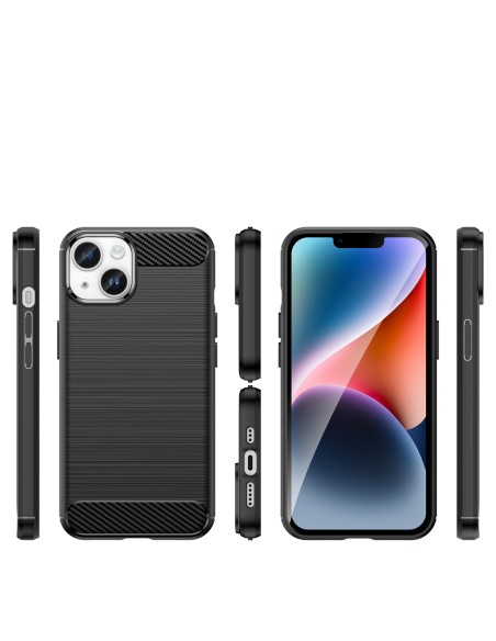 Anglies dėklas, skirtas iPhone 14 Plus, lankstus gelio galinis dangtelis, juodas Anglies dėklas, skirtas iPhone 14 Plus, lankstus gelio galinis dangtelis, juodas