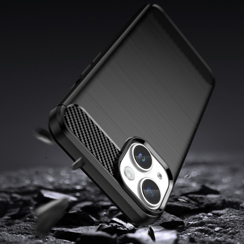 Anglies dėklas, skirtas iPhone 14 Plus, lankstus gelio galinis dangtelis, juodas