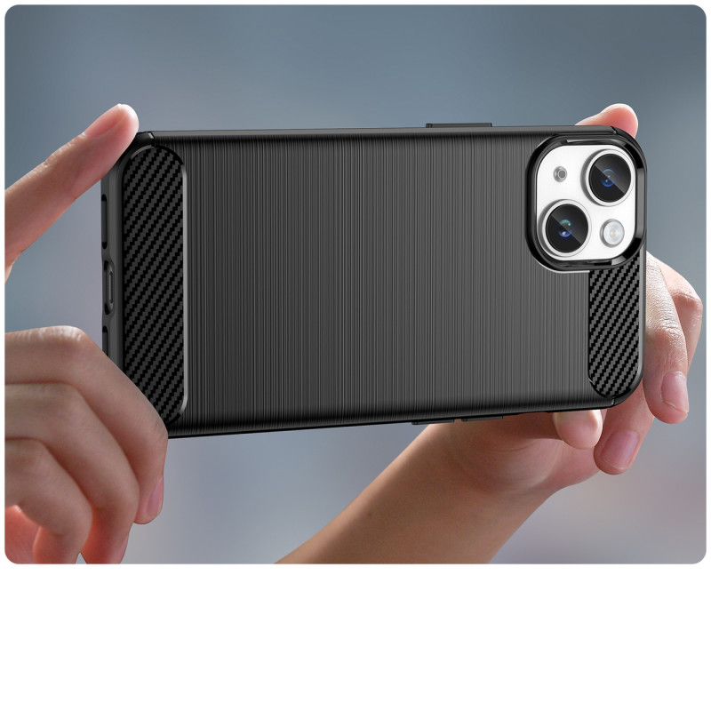 Anglies dėklas, skirtas iPhone 14 Plus, lankstus gelio galinis dangtelis, juodas