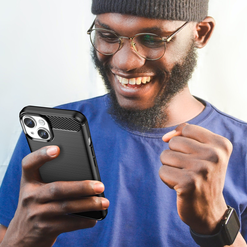 Anglies dėklas, skirtas iPhone 14 Plus, lankstus gelio galinis dangtelis, juodas