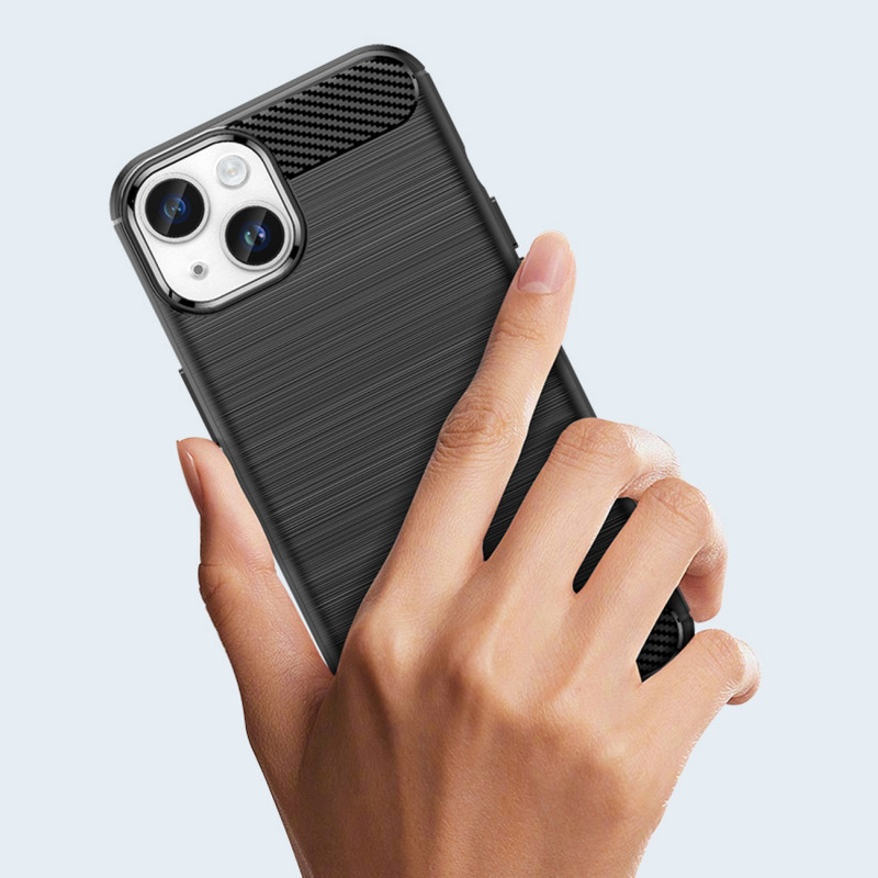 Anglies dėklas, skirtas iPhone 14 Plus, lankstus gelio galinis dangtelis, juodas