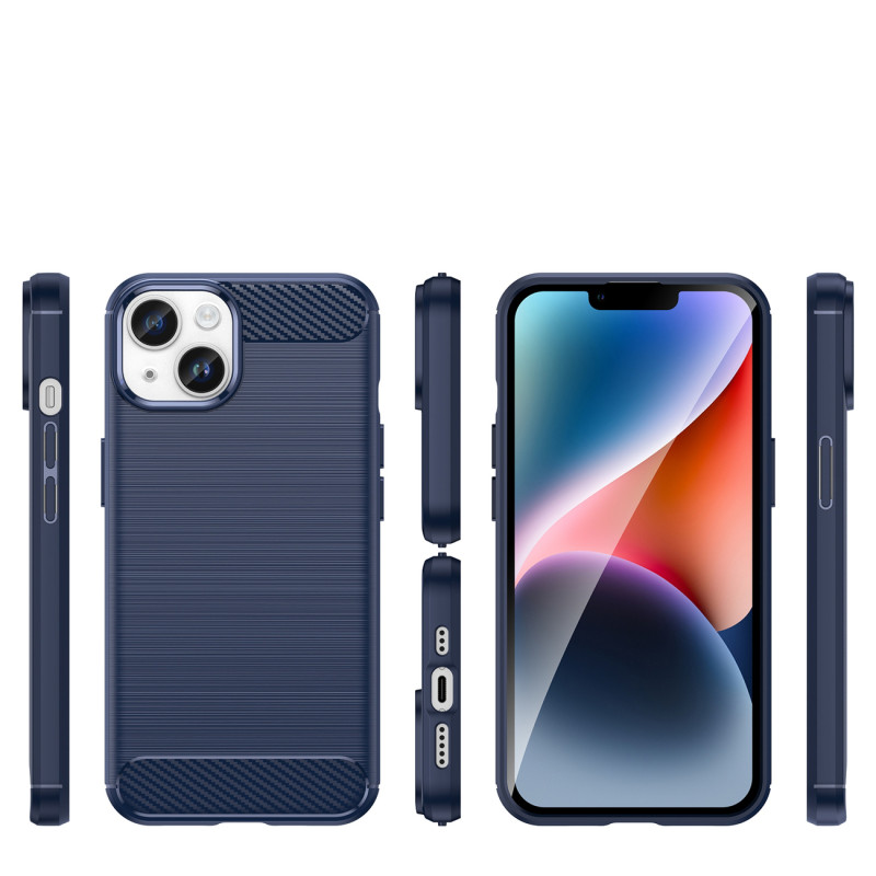 Anglies dėklas iPhone 14 Plus, lankstus gelio dangtelis, mėlynas