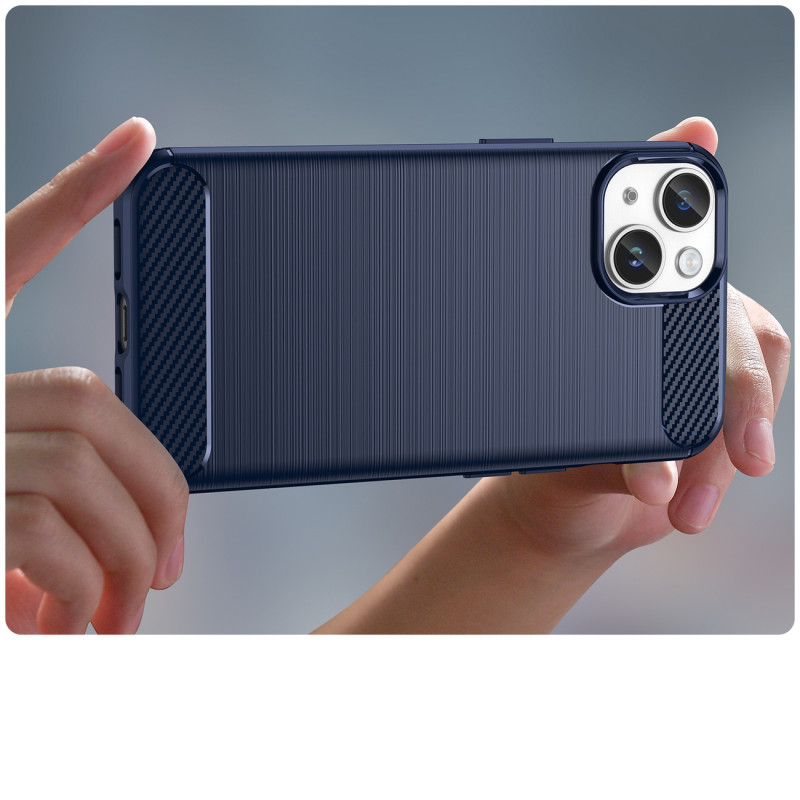 Anglies dėklas iPhone 14 Plus, lankstus gelio dangtelis, mėlynas