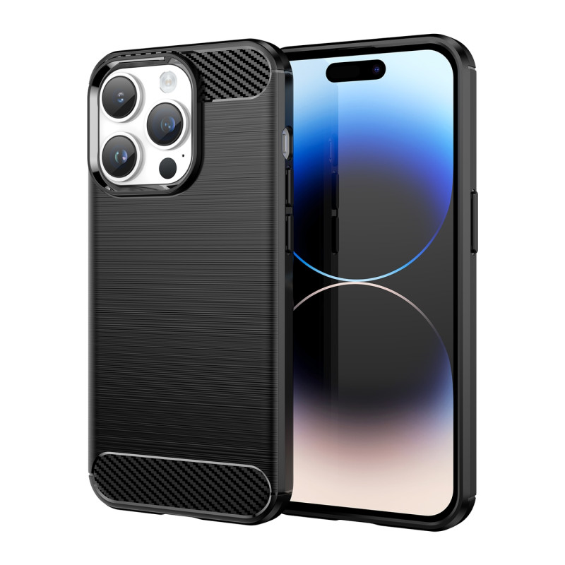 Carbon Case iPhone 14 Pro dėklas, lankstus gelio galinis dangtelis, juodas