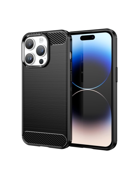 Carbon Case iPhone 14 Pro dėklas, lankstus gelio galinis dangtelis, juodas Carbon Case iPhone 14 Pro dėklas, lankstus gelio galinis dangtelis, juodas