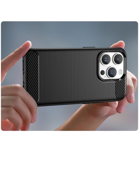 Carbon Case iPhone 14 Pro dėklas, lankstus gelio galinis dangtelis, juodas Carbon Case iPhone 14 Pro dėklas, lankstus gelio galinis dangtelis, juodas