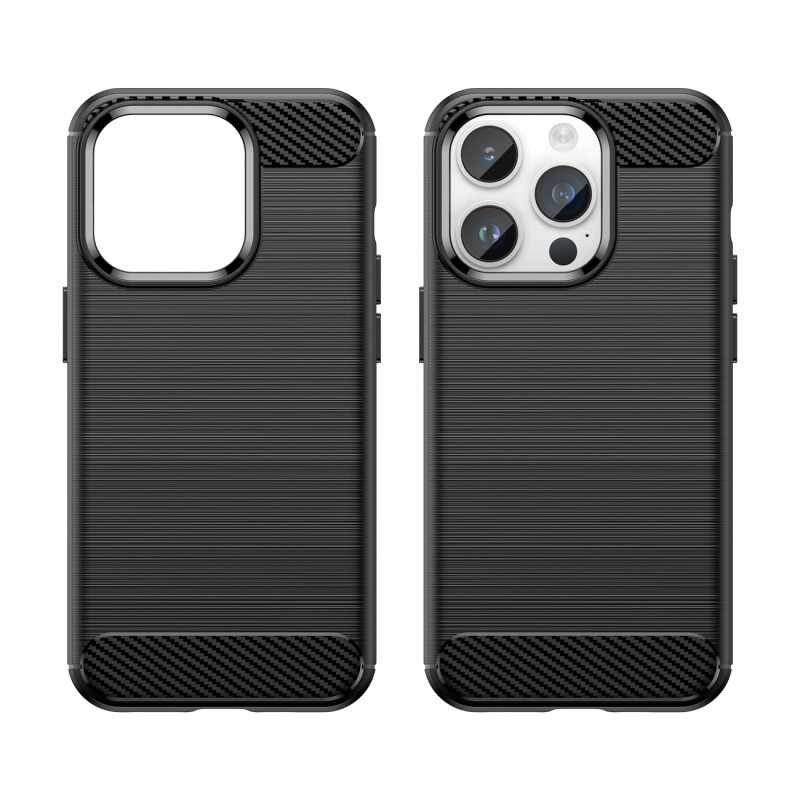 Carbon Case iPhone 14 Pro dėklas, lankstus gelio galinis dangtelis, juodas