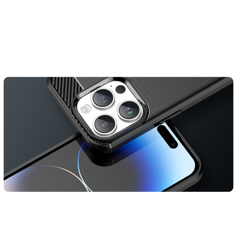 Carbon Case iPhone 14 Pro dėklas, lankstus gelio galinis dangtelis, juodas
