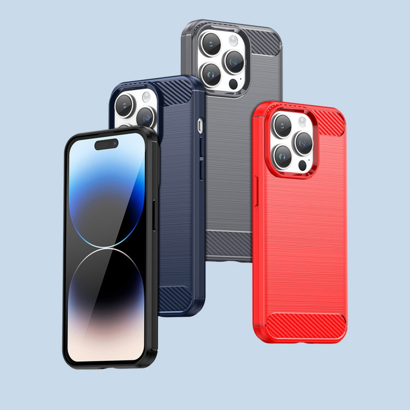 Carbon Case iPhone 14 Pro dėklas, lankstus gelio galinis dangtelis, juodas