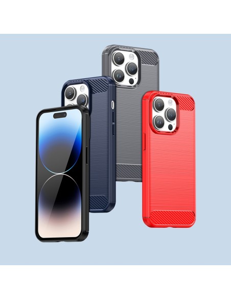 Carbon Case iPhone 14 Pro dėklas, lankstus gelio galinis dangtelis, juodas Carbon Case iPhone 14 Pro dėklas, lankstus gelio galinis dangtelis, juodas