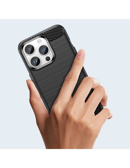 Carbon Case iPhone 14 Pro dėklas, lankstus gelio galinis dangtelis, juodas Carbon Case iPhone 14 Pro dėklas, lankstus gelio galinis dangtelis, juodas