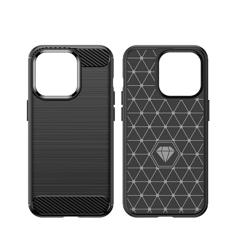 Carbon Case iPhone 14 Pro dėklas, lankstus gelio galinis dangtelis, juodas