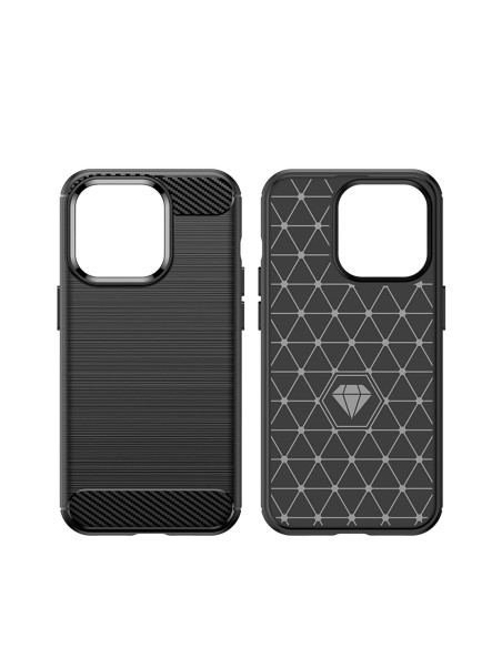 Carbon Case iPhone 14 Pro dėklas, lankstus gelio galinis dangtelis, juodas Carbon Case iPhone 14 Pro dėklas, lankstus gelio galinis dangtelis, juodas