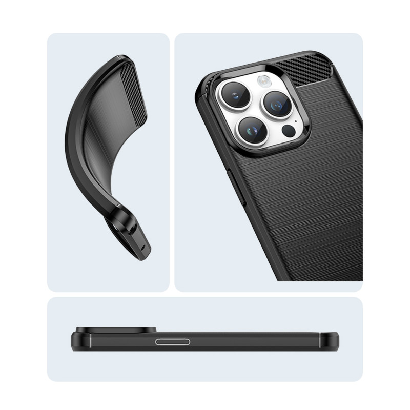 Carbon Case iPhone 14 Pro dėklas, lankstus gelio galinis dangtelis, juodas