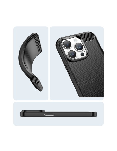 Carbon Case iPhone 14 Pro dėklas, lankstus gelio galinis dangtelis, juodas Carbon Case iPhone 14 Pro dėklas, lankstus gelio galinis dangtelis, juodas