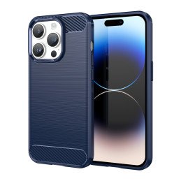 Carbon Case iPhone 14 Pro dėklas, lankstus gelio galinis dangtelis, mėlynas