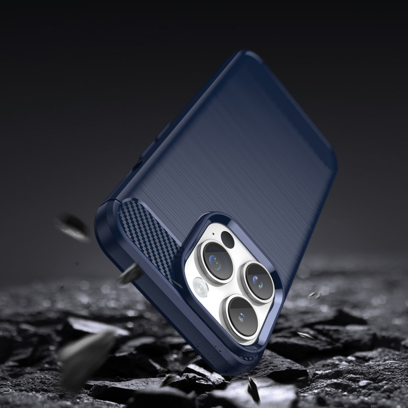 Carbon Case iPhone 14 Pro dėklas, lankstus gelio galinis dangtelis, mėlynas