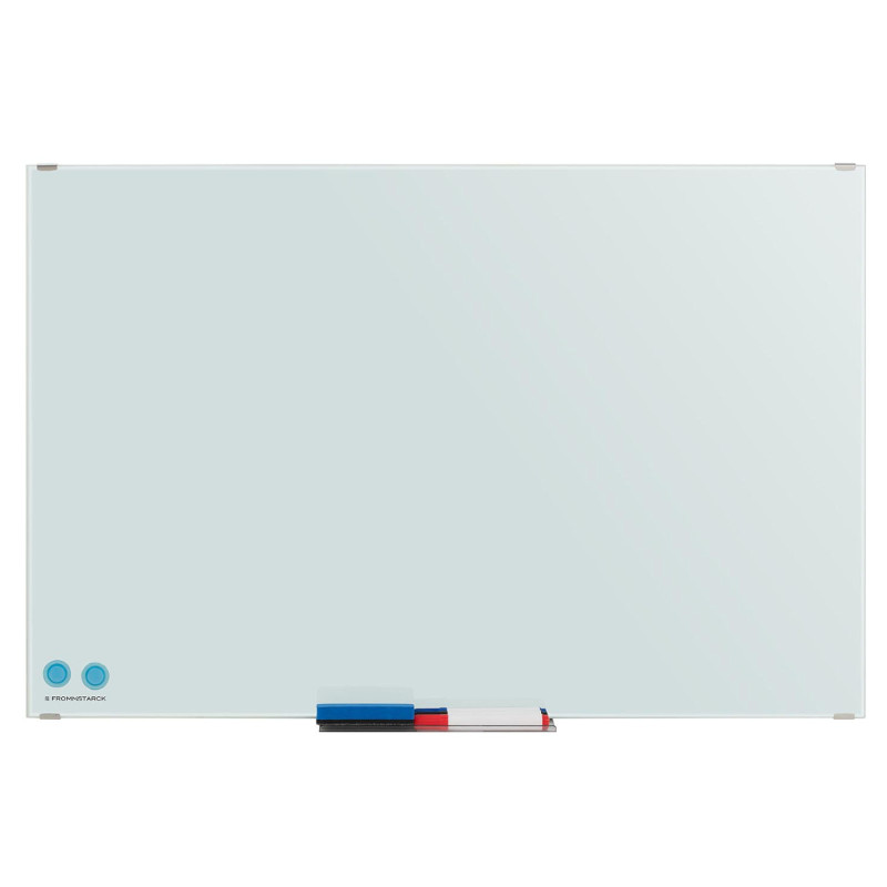 Baltas sausai nuvalomas stiklinis magnetinės lentos RINKINYS 60x90 cm
