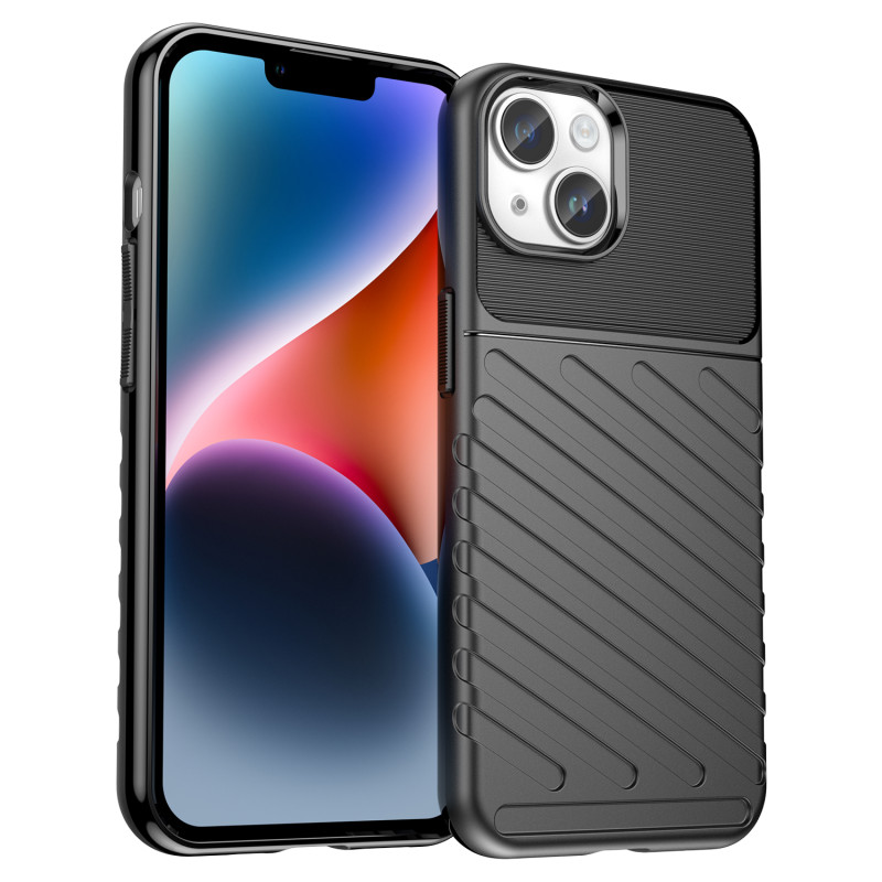 Thunder Case iPhone 14 Plus dėklas, šarvuotas dangtelis, juodas Thunder Case iPhone 14 Plus dėklas, šarvuotas dangtelis, juodas