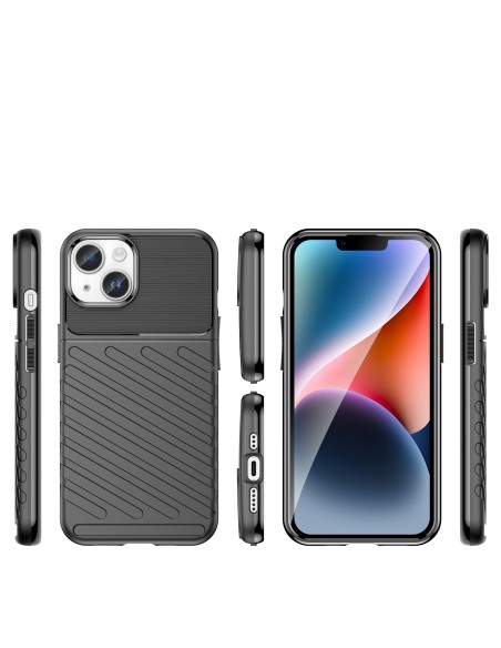 Thunder Case iPhone 14 Plus dėklas, šarvuotas dangtelis, juodas Thunder Case iPhone 14 Plus dėklas, šarvuotas dangtelis, juodas