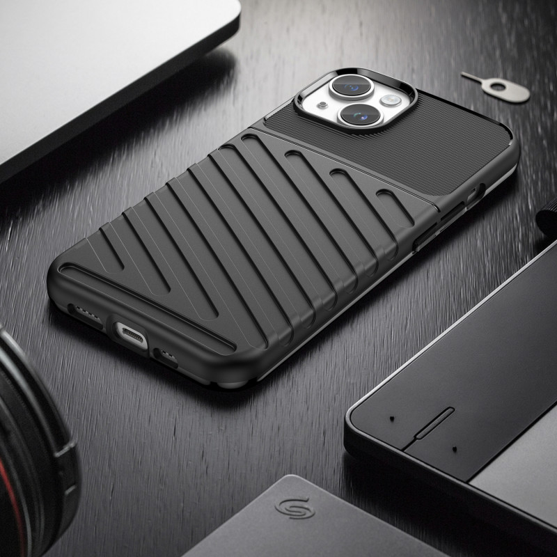 Thunder Case iPhone 14 Plus dėklas, šarvuotas dangtelis, juodas