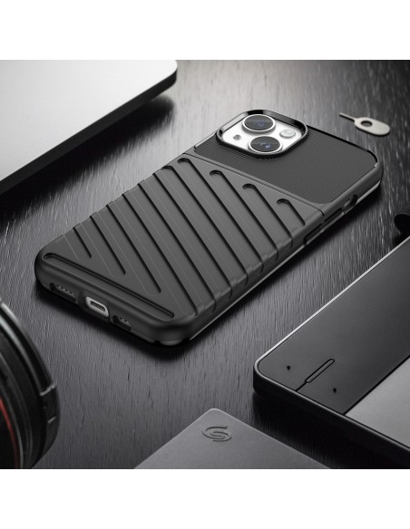Thunder Case iPhone 14 Plus dėklas, šarvuotas dangtelis, juodas Thunder Case iPhone 14 Plus dėklas, šarvuotas dangtelis, juodas