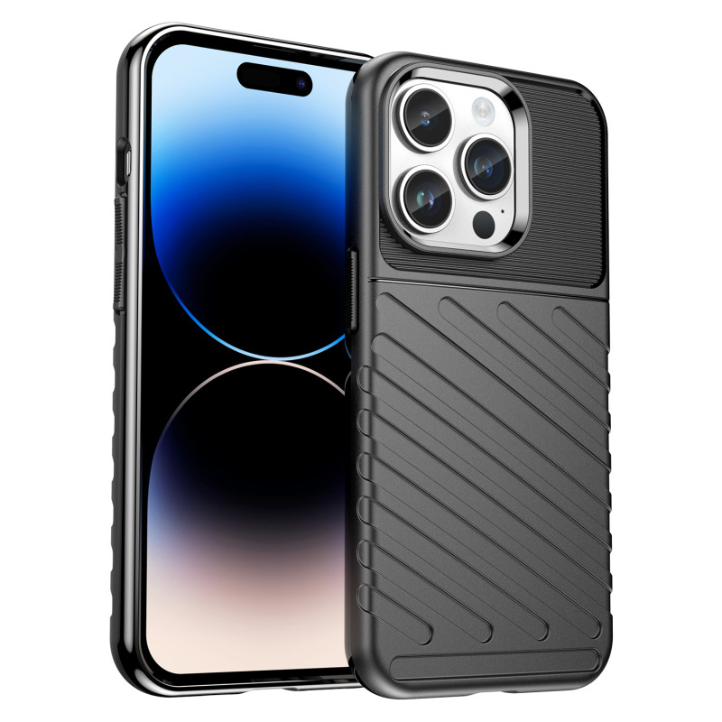 Thunder Case iPhone 14 Pro dėklas, šarvuotas dangtelis, juodas Thunder Case iPhone 14 Pro dėklas, šarvuotas dangtelis, juodas