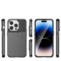 Thunder Case iPhone 14 Pro dėklas, šarvuotas dangtelis, juodas