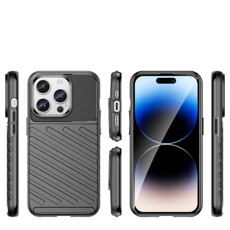 Thunder Case iPhone 14 Pro Max dėklas, šarvuotas dangtelis, juodas