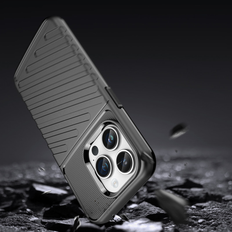 Thunder Case iPhone 14 Pro Max dėklas, šarvuotas dangtelis, juodas