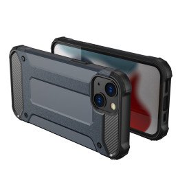 Hybrid Armor iPhone 14 dėklas, šarvuotas hibridinis dangtelis, mėlynas