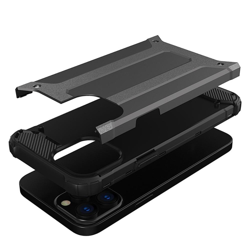 Hybrid Armor iPhone 14 Pro dėklas, šarvuotas hibridinis dangtelis, juodas