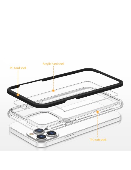 Skaidrus 3in1 iPhone 14 dėklas, silikoninis dangtelis su rėmeliu, mėlynas