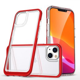 Skaidrus 3in1 iPhone 14 dėklas, silikoninis dangtelis su raudonu rėmeliu