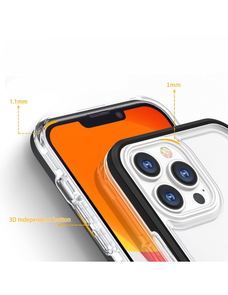 Skaidrus 3in1 iPhone 14 Plus dėklas, silikoninis dangtelis su rėmeliu, juodas