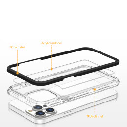 Skaidrus 3in1 iPhone 14 Plus dėklas, silikoninis dangtelis su raudonu rėmeliu
