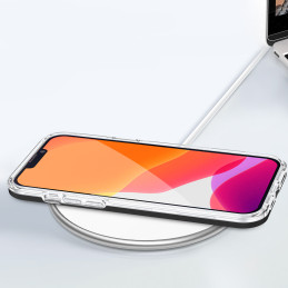 Skaidrus 3in1 iPhone 14 Pro Max dėklas, silikoninis dangtelis su rėmeliu, juodas