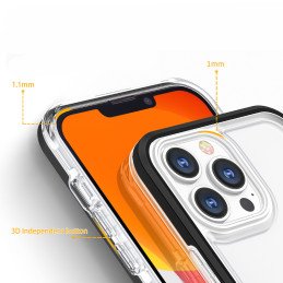 Skaidrus 3in1 iPhone 14 Pro Max dėklas, silikoninis dangtelis su raudonu rėmeliu