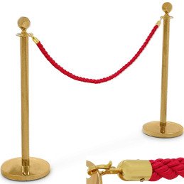 Titaninis viešbučio barjerinis stulpas su raudona virve 150 cm - 2 vnt.