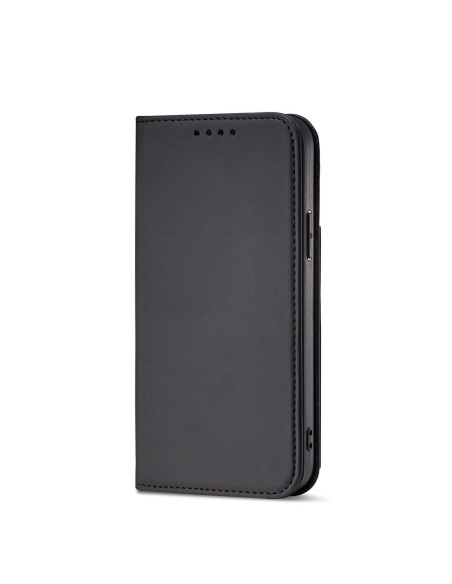 Magnetinės kortelės dėklas iPhone 14 Plus, dangtelis su atvartu, piniginės stovas, juodas
