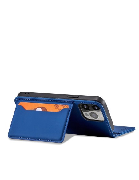 Magnetinės kortelės dėklas iPhone 14 Plus dėklo dangtelis su atvartu, mėlynos spalvos piniginės stovu